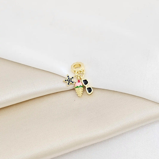 Charm Helado Gafas Y Estrella Dorado Rf K7291