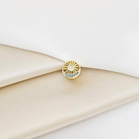 Charm Redondo Con Sol Dorado Circones Azules Rf K7276