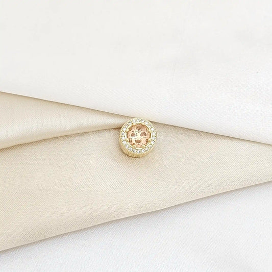 Charm Redondo Dorado Con Circon Rosa Rf K5989