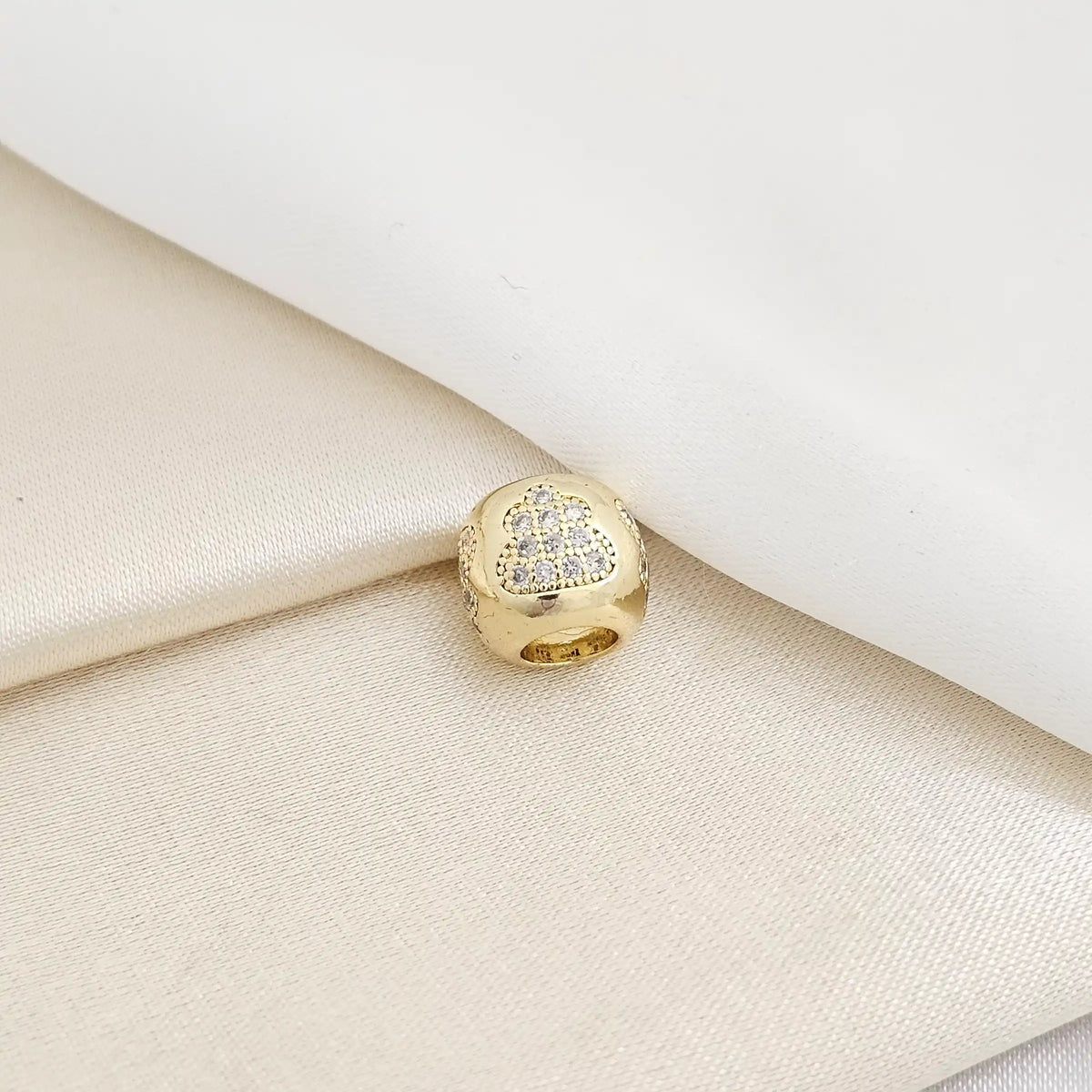 Charm Separador Liso Dorado Con Circones Cristal Rf K7745