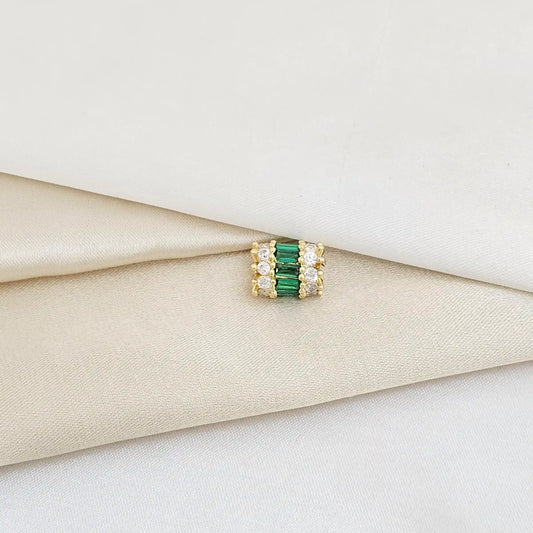 Charm Seperador Circones Verdes Y Cristal Dorado Rf K5995