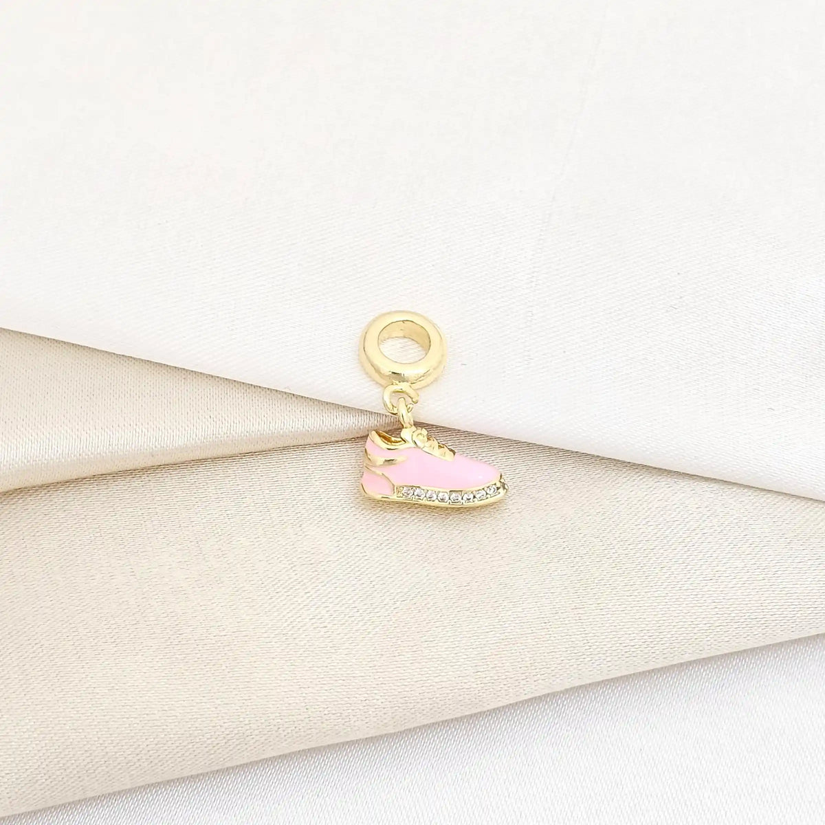 Charm Zapato Rosa Con Circones Dorado Rf K5977