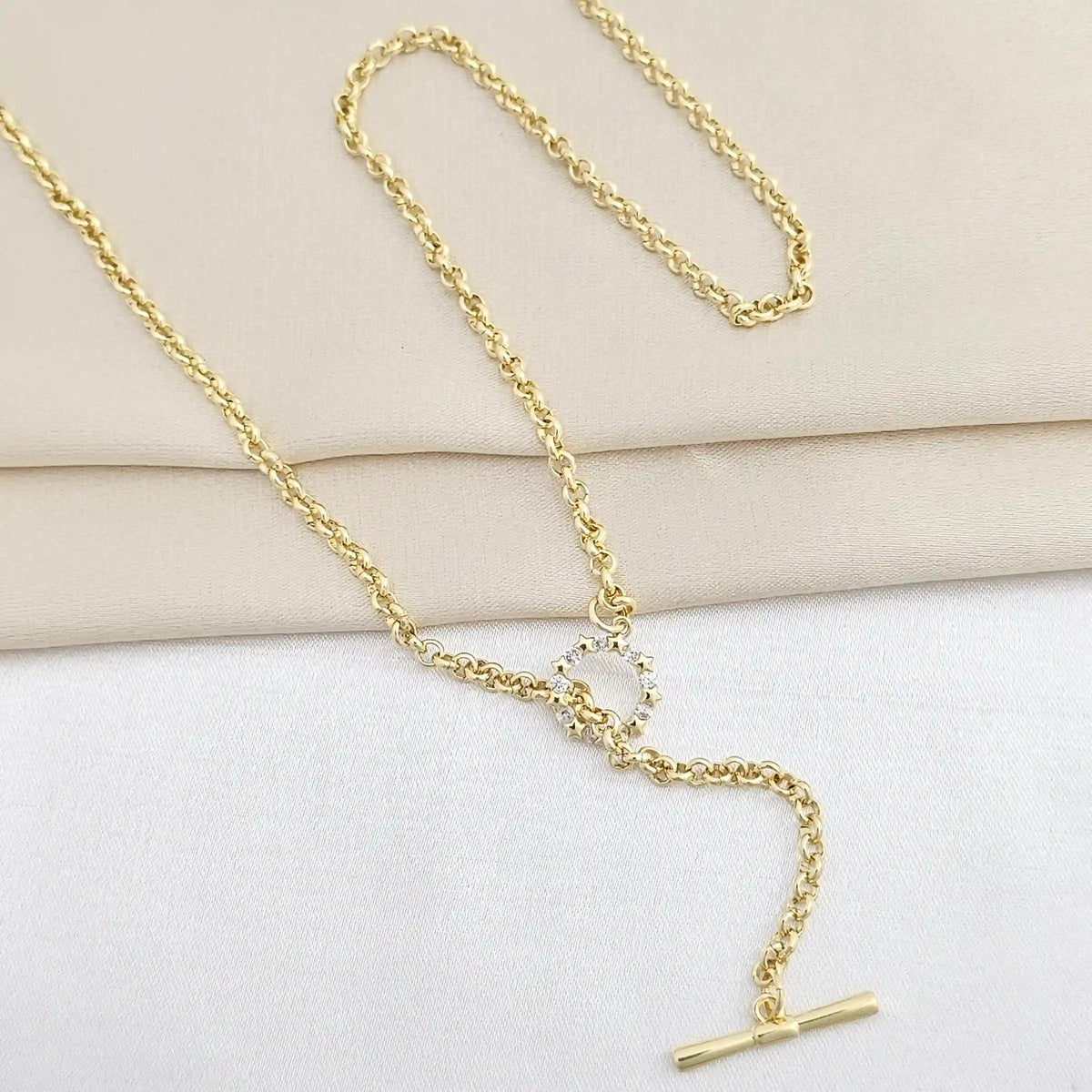 Collar Con Estrellas Y Circon Dorado Rf K8362