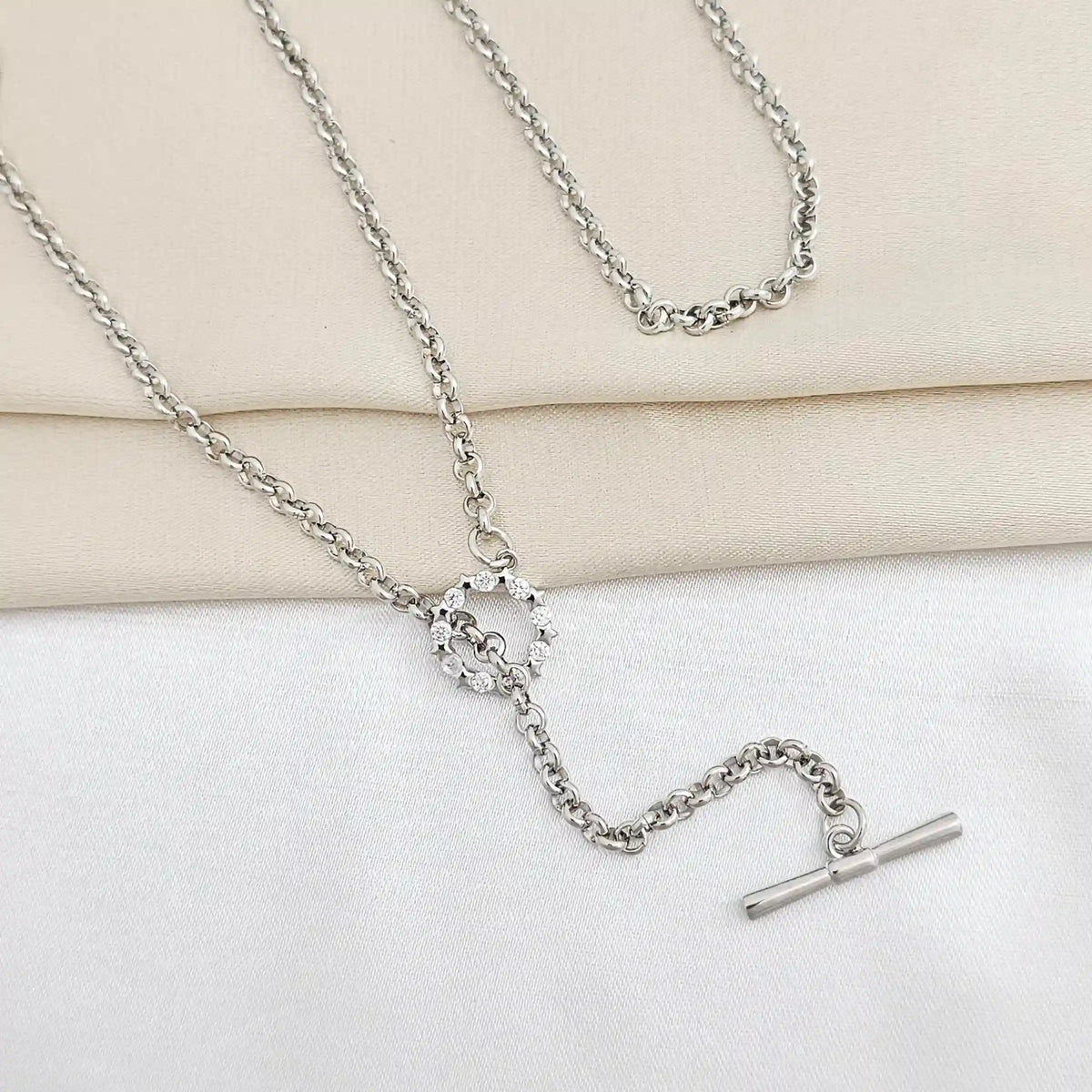 Collar Con Estrellas Y Circon Plateado Rf K8363