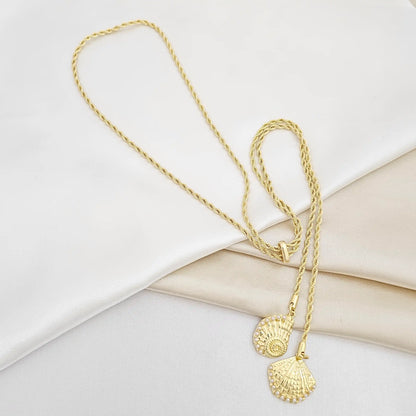 Collar Lazo Corredizo Dijes Concha Y Caracol Dorado Rf K6925