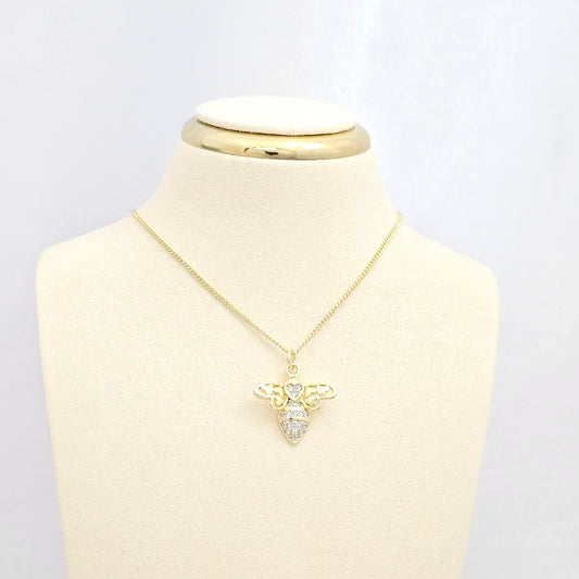 Dije Abeja Con Corazones Y Circones Dorado Rf K6580