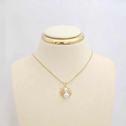 Dije Araña Dorado Con Perlas Rf K7097