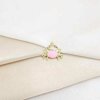Dije Cangrejo Pequeño Rosa Y Dorado Rf K7130