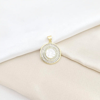 Dije Circulo Circones Dorado Virgen De Nacar Rf K6569