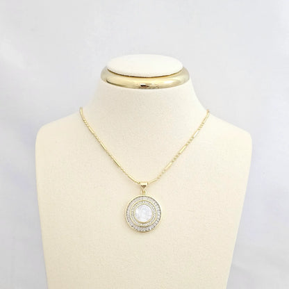 Dije Circulo Circones Dorado Virgen De Nacar Rf K6569