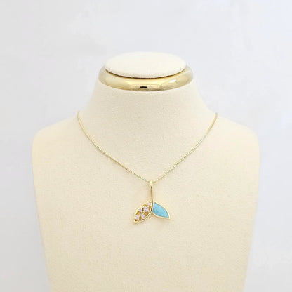 Dije Cola De Ballena Dorado Nacar Azul Rf K7128
