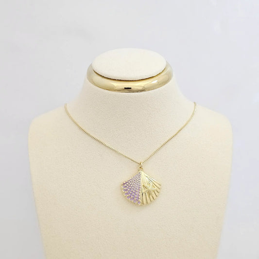 Dije Concha Y Estrella De Mar Lila Y Dorado Rf K7140