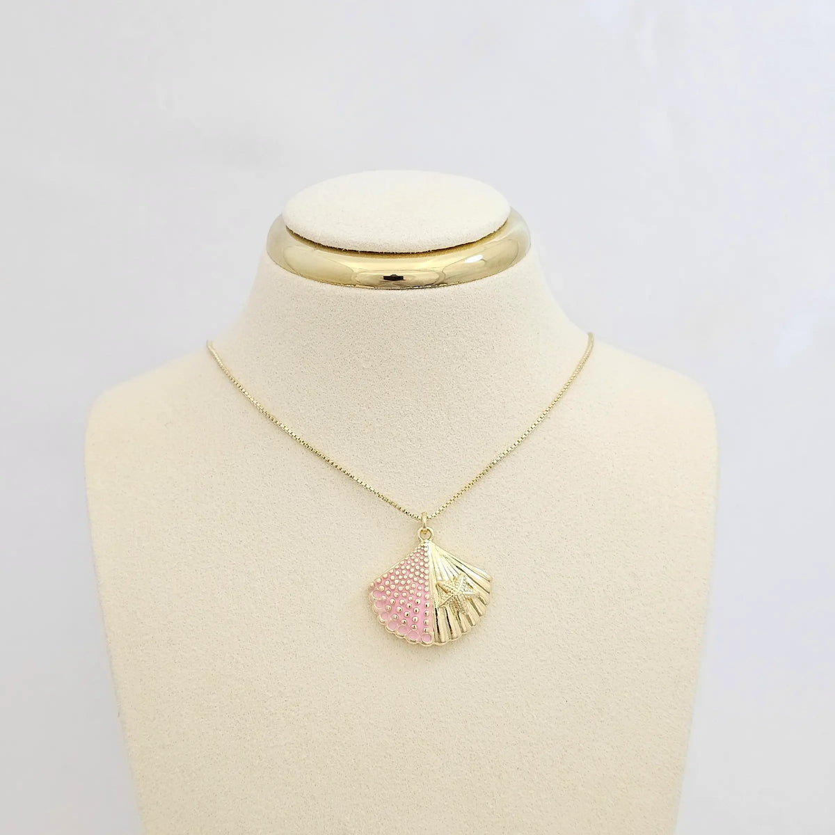 Dije Concha Y Estrella De Mar Rosa Y Dorado Rf K7139