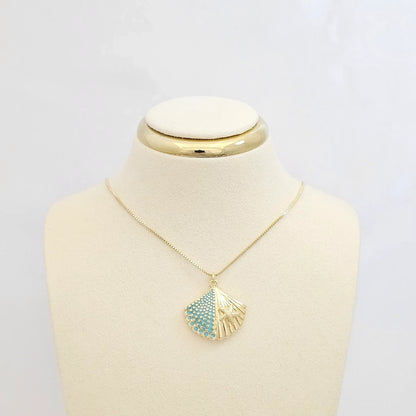 Dije Concha Y Estrella De Mar Verde Y Dorado Rf K7141