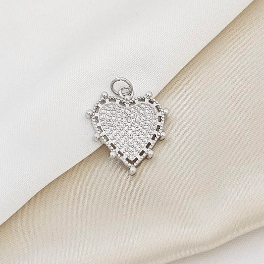Dije Corazon Circones Y Balines Plateado Rf K5342