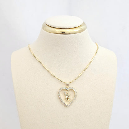Dije Corazon Circonias Con San Miguel Arcangel Rf K6469