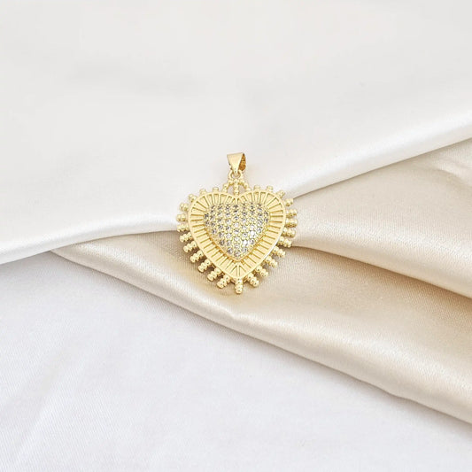 Dije Corazon Dorado Con Circones Cristal Rf K7642