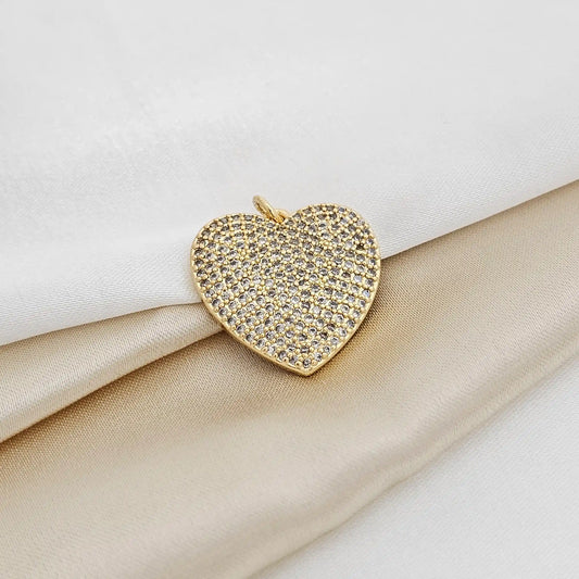 Dije Corazon Grande Circones Dorado Rf K1933