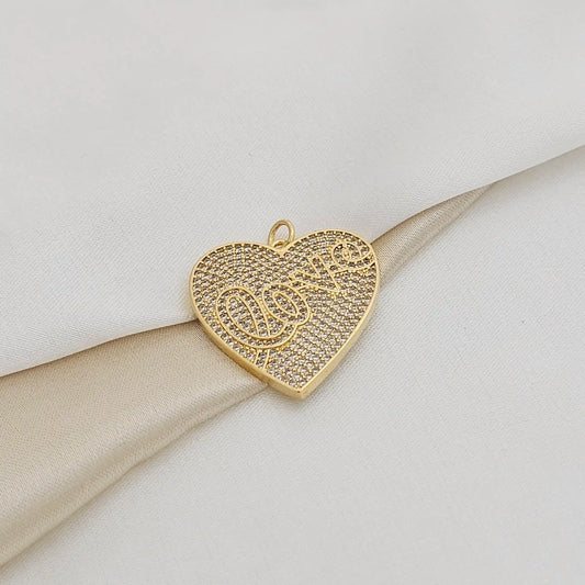 Dije Corazon Grande Love Dorado Rf K1940