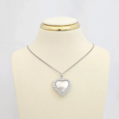 Dije Corazon Relicario Plateado Con Perlas Rf K6816