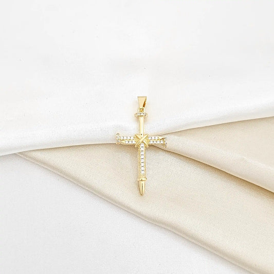Dije Cruz Clavos Circonias Cristal Lam18K - 23230