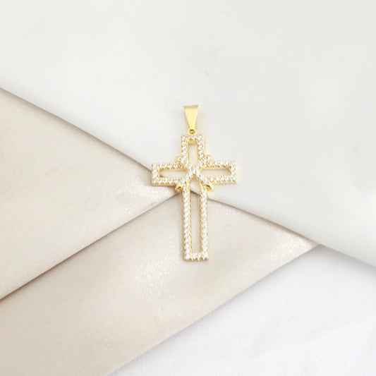 Dije Cruz Silueta Circonias 3.5Cms Lam18K - 23159