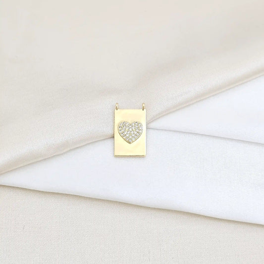 Dije Cuadro Dorado Con Corazon Y Circones Rf K5854