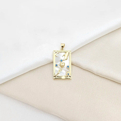 Dije Cuadro Grande Nacar Flores Y Corazon Dorado Rf K6563