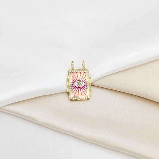 Dije Cuadro Rosa Con Ojo Circones Dorado Rf K6391