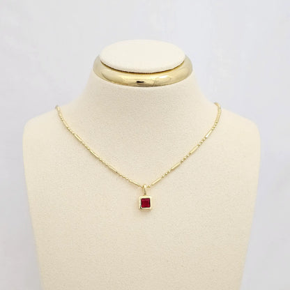 Dije Dorado Circon Cuadrado Rojo Rf K6714