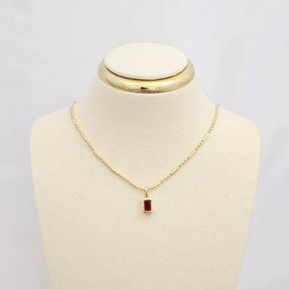 Dije Dorado Circon Rectangular Rojo Rf K6717
