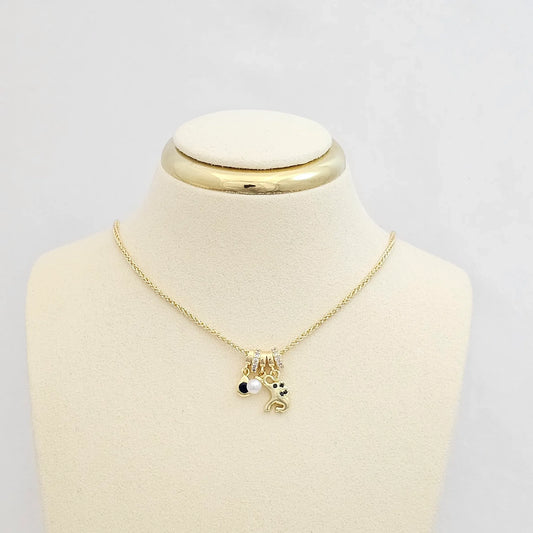 Dije Elefante Perla Y Gota Dorado Rf K7549