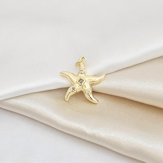 Dije Estrella De Mar Con Circones Dorado Rf K4904