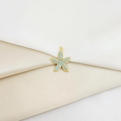 Dije Estrella De Mar Verde Claro Y Dorado Rf K7135