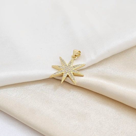 Dije Estrella Diamantada Con Circones Dorado Rf K4127