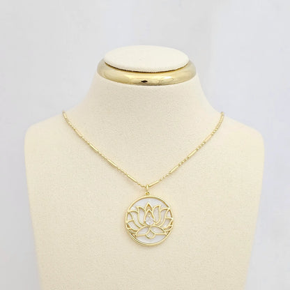 Dije Flor De Loto Dorado Con Nacar Y Circon Rf K6810
