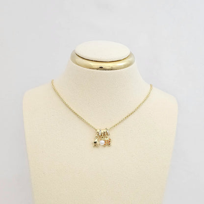 Dije Mariposa Perla Y Estrella Dorado Rf K7550