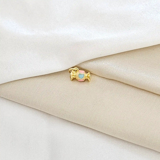 Dije Mini Caramelo Con Corazones Dorado Rf K5415