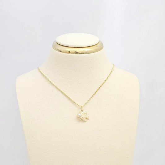 Dije Mini Pez Dorado Con Perlas Rf K6677