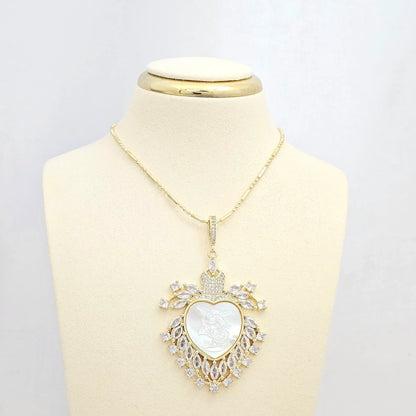 Dije Nacar Corazon Angel Arcangel Dorado Rf K6577