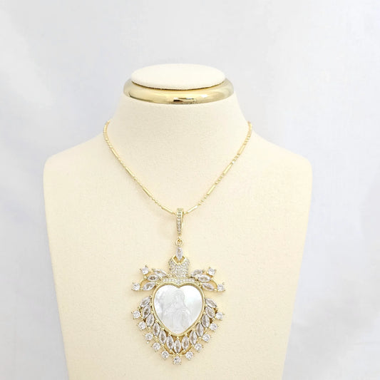 Dije Nacar Corazon Virgen Milagrosa Dorado Rf K6576