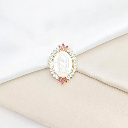 Dije Nacar Virgen De Guadalupe Circon Rosa Rf K6575