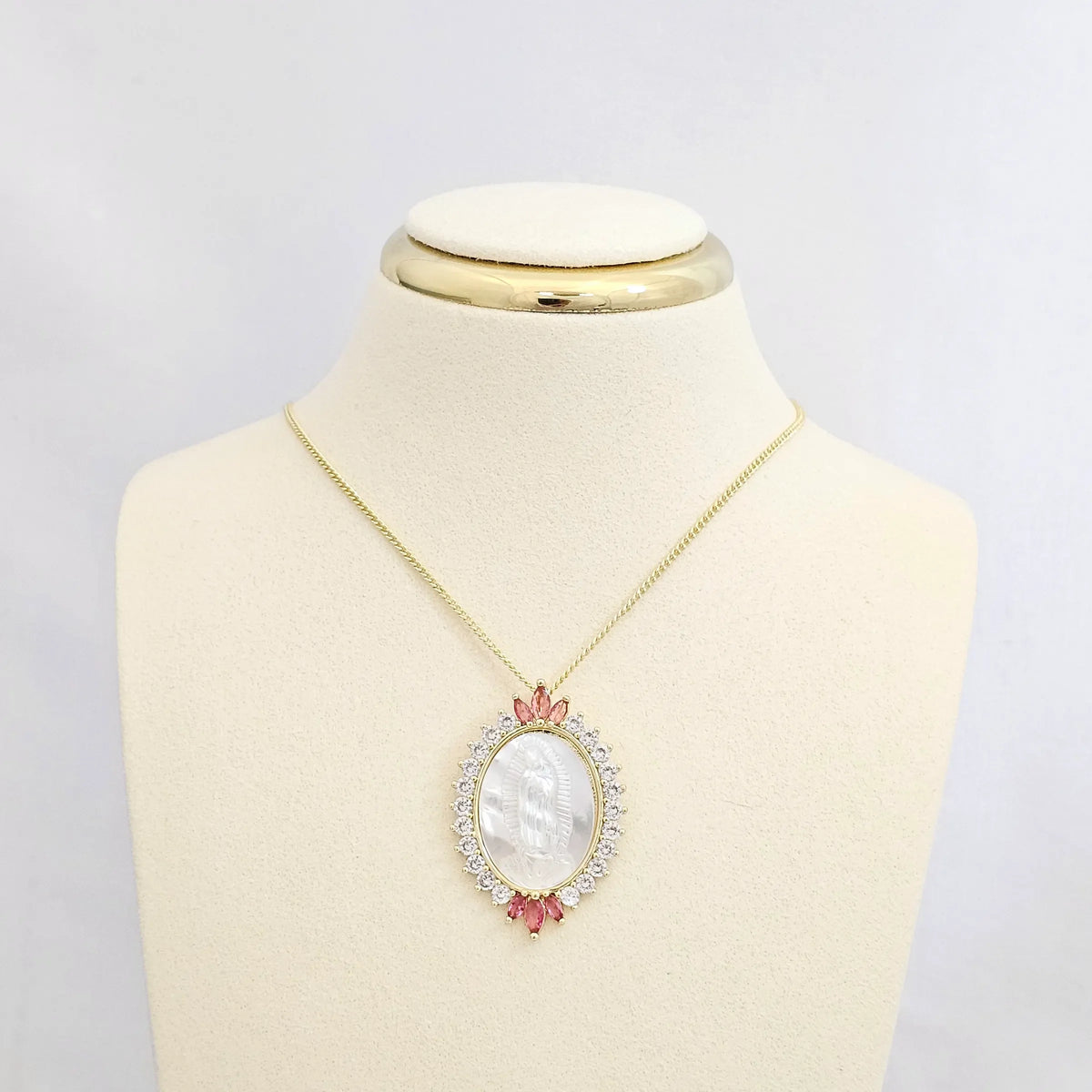 Dije Nacar Virgen De Guadalupe Circon Rosa Rf K6575