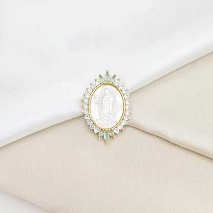 Dije Nacar Virgen De Guadalupe Circon Verde Claro Rf K6574