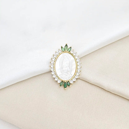 Dije Nacar Virgen De Guadalupe Circon Verde Rf K6573