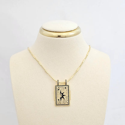 Dije Placa Con Estrella Negra Y Circones Dorado Rf K6484
