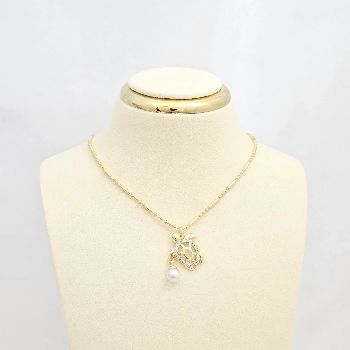 Dije Tortuga Dorado Con Perla Colgante Rf K6686