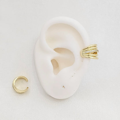Earcuff Cinco Lineas Cruzadas Lisas Dorado Rf K7010