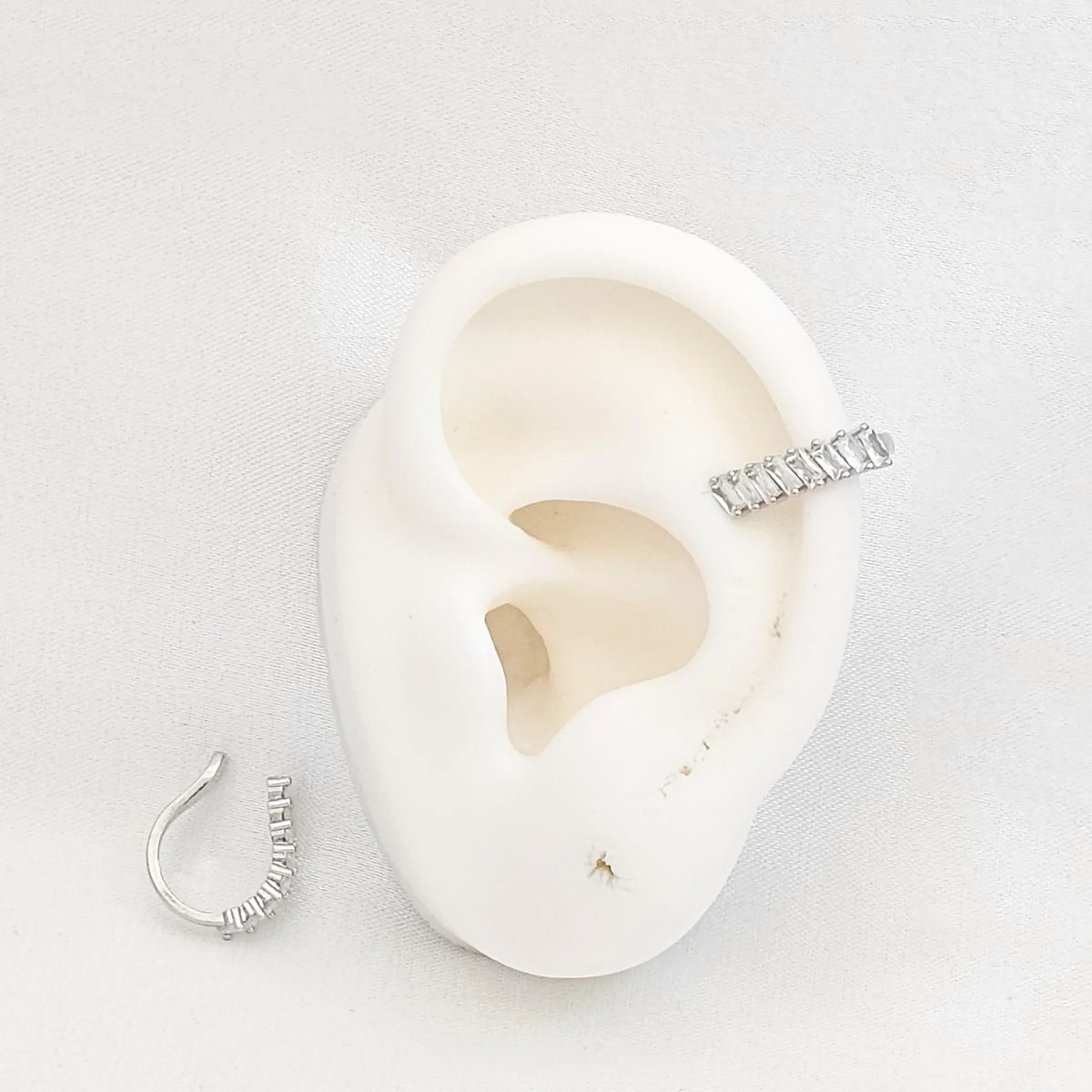 Earcuff Circones Rectangulares Plateado Rf K7215