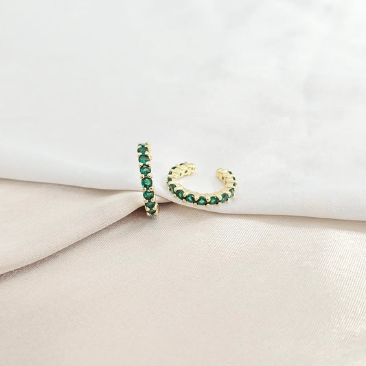 Earcuff Circonias Circulares Verde Cristal Rf K8167